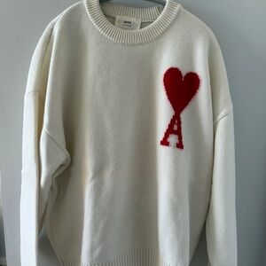 Ami Paris Off-White De Cœur Sweater Men